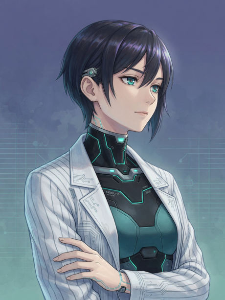 Portrait of NOEL-7 (ノエル・セブン), original ikuwayo! demonstration artwork.